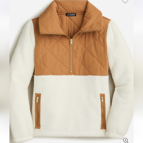 J CREW Quilted sherpa fleece half-zip pullover Sz M - Picture 12 of 12